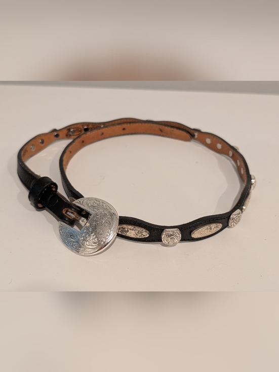 Justin Boots Accessories - Western Black Leather with Silver Accents Belt